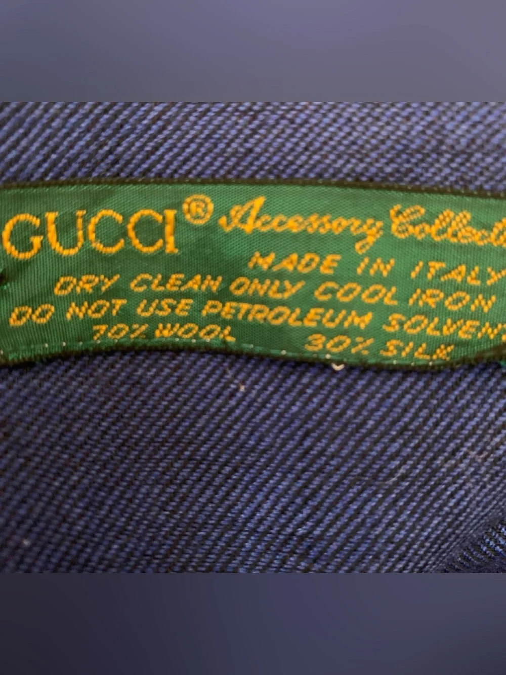 GUCCI WRAP SCARF WOOL SILK ROYAL BLUE 60” SQUARE